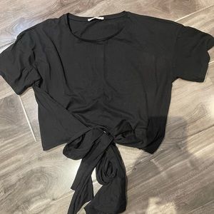 Zara black t shirt with bow tie cropped